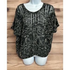 Kensie Girl Brown Pullover Sweater Sz S Oversized Loose Knit Semi Sheer Boxy